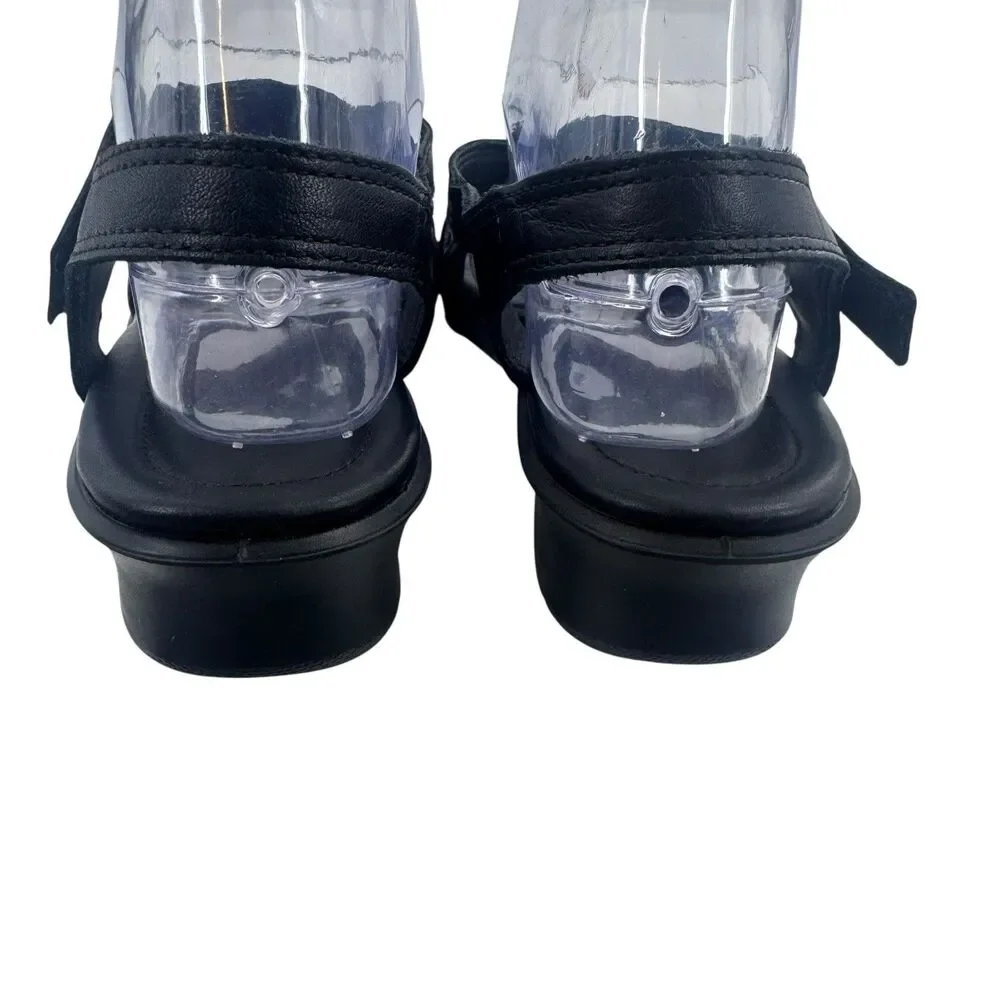 ECCO Womens Size 9/40 Black Leather Easy On Strappy Sandal Fast Shipping
